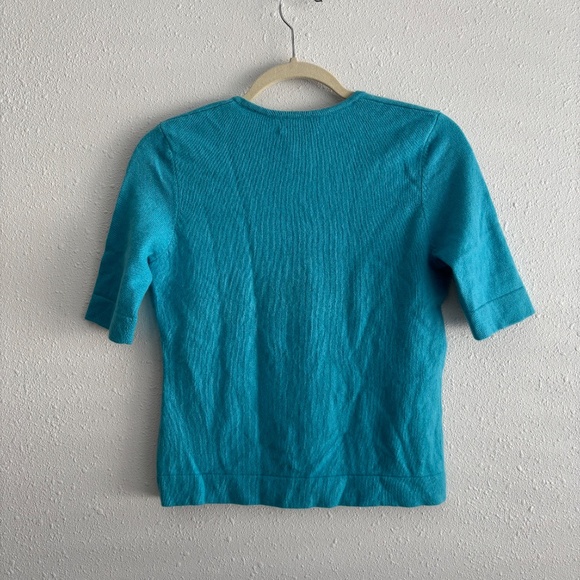 Ralph Lauren Petite S Short Sleeve Blue100% Cashmere Cropped Sweater - Picture 4 of 4